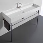 Scarabeo 8031/R-120A-CON Large Rectangular Ceramic Console Sink and Polished Chrome Stand, 48 Inch